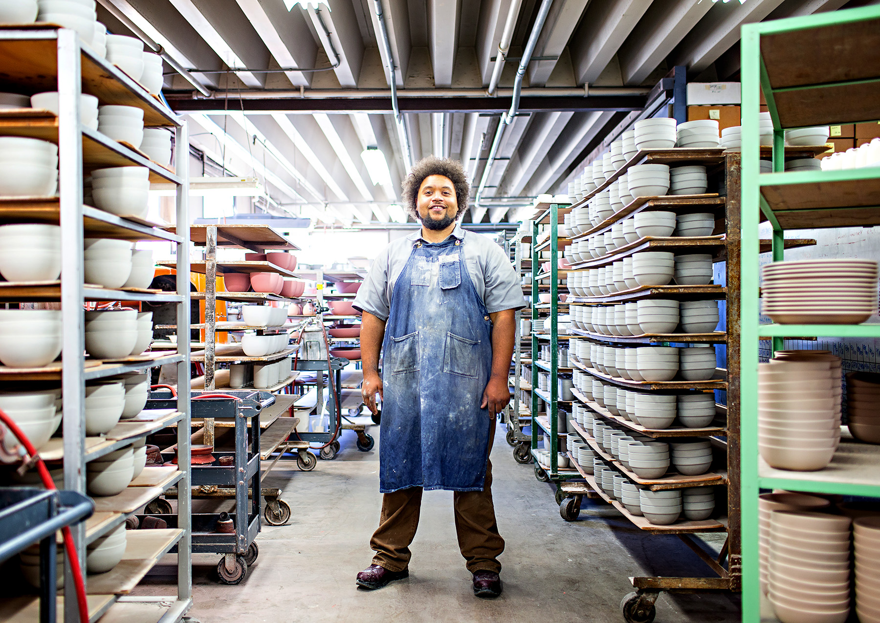 Ceramic Worker at the Heath Ceramics Factory 