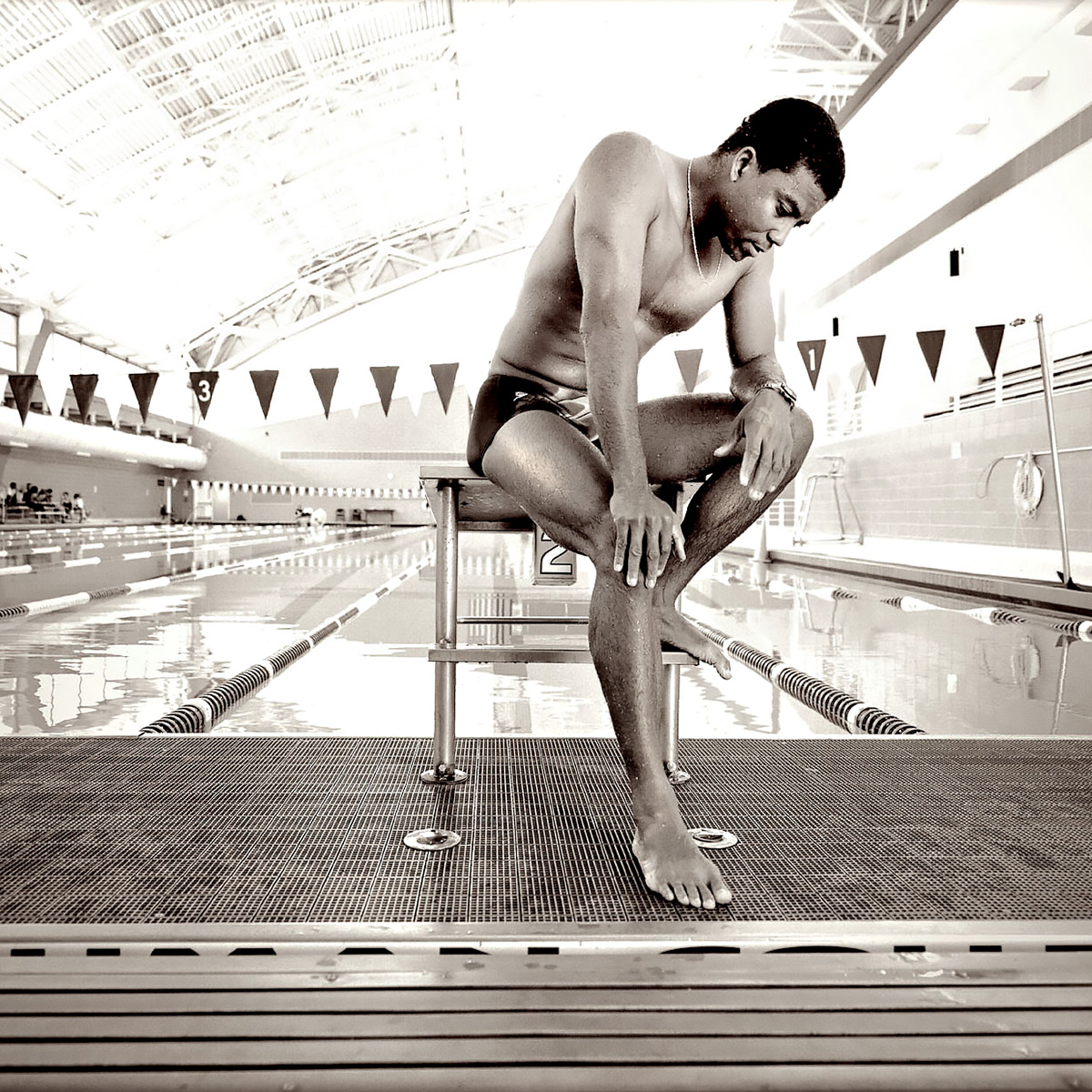Portrait of swimmer at pool